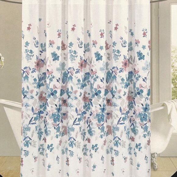Cynthia Rowley Shower Curtain Watercolor Floral  72 x 72 Cotton/Polyester NWT - Picture 1 of 3